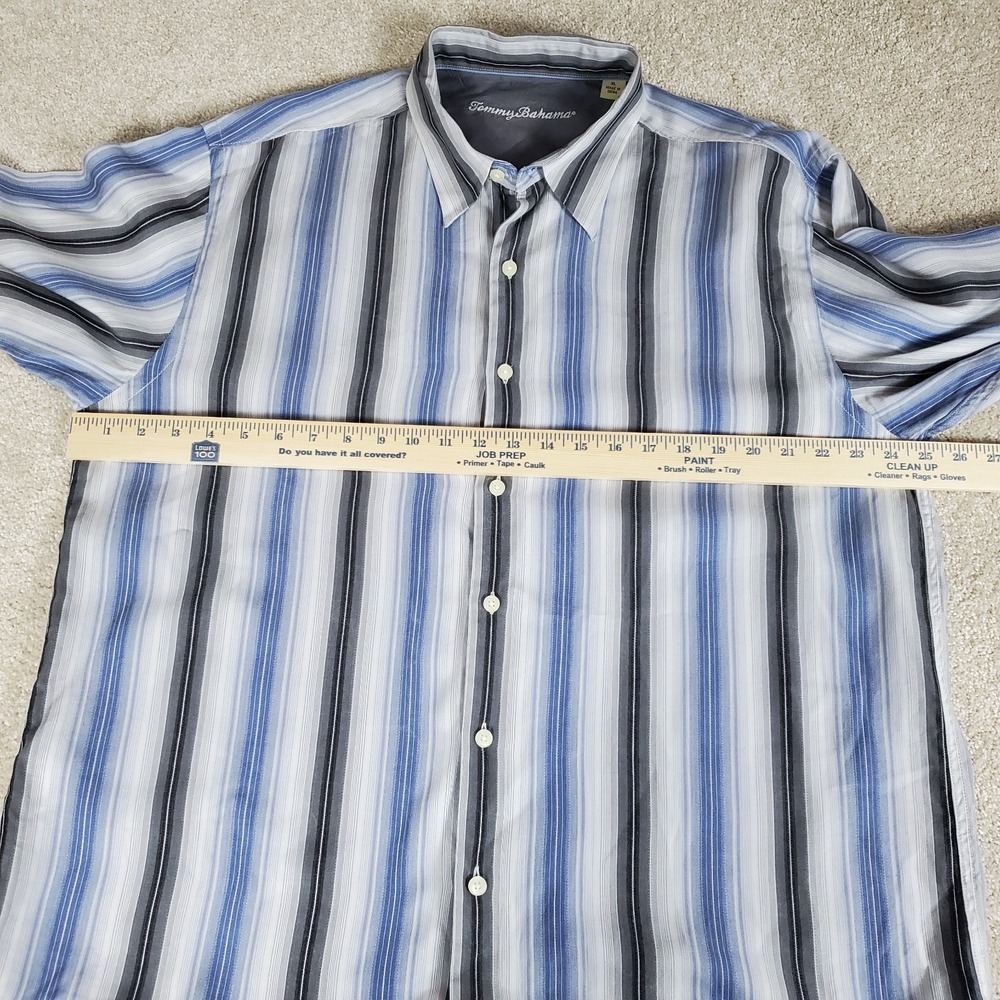 Tommy Bahama Men's Button Up Shirt Size XL Long Sleeves Striped Blue Gray White - Picture 4 of 16